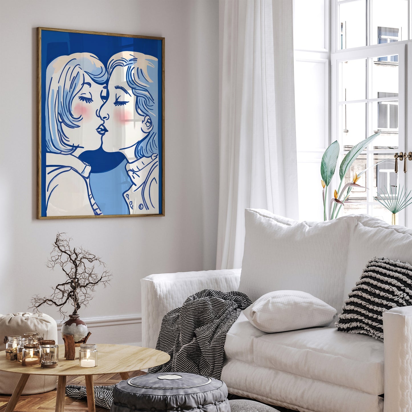 Kissing Girls Cute Quirky Dorm Wall Art