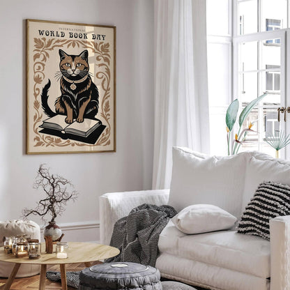 International World Book Day Cat Wall Art Print