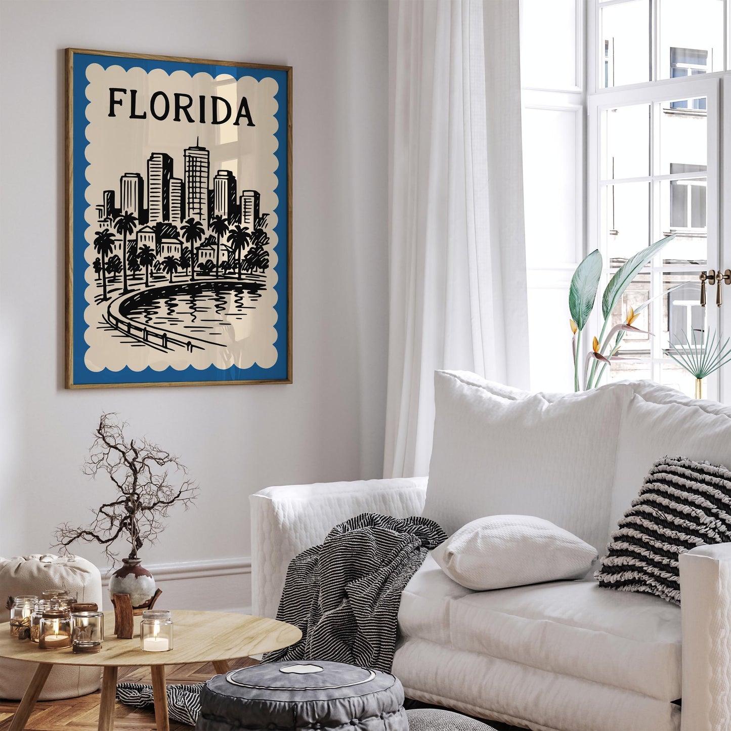 Florida Cityscape Poster - Blue Travel Wall Art 2026