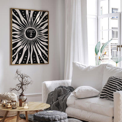 Black Sun Art Print Farmhouse Decor