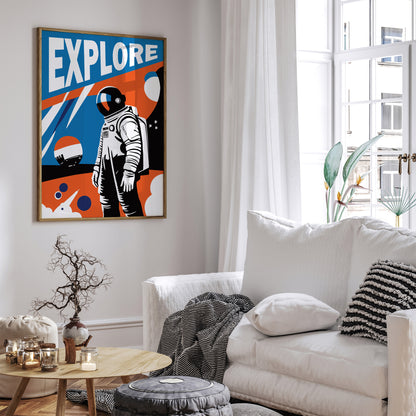 EXPLORE - Astronaut Retro Poster