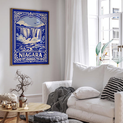 Niagara Landscape Poster - Blue Travel Wall Art Print