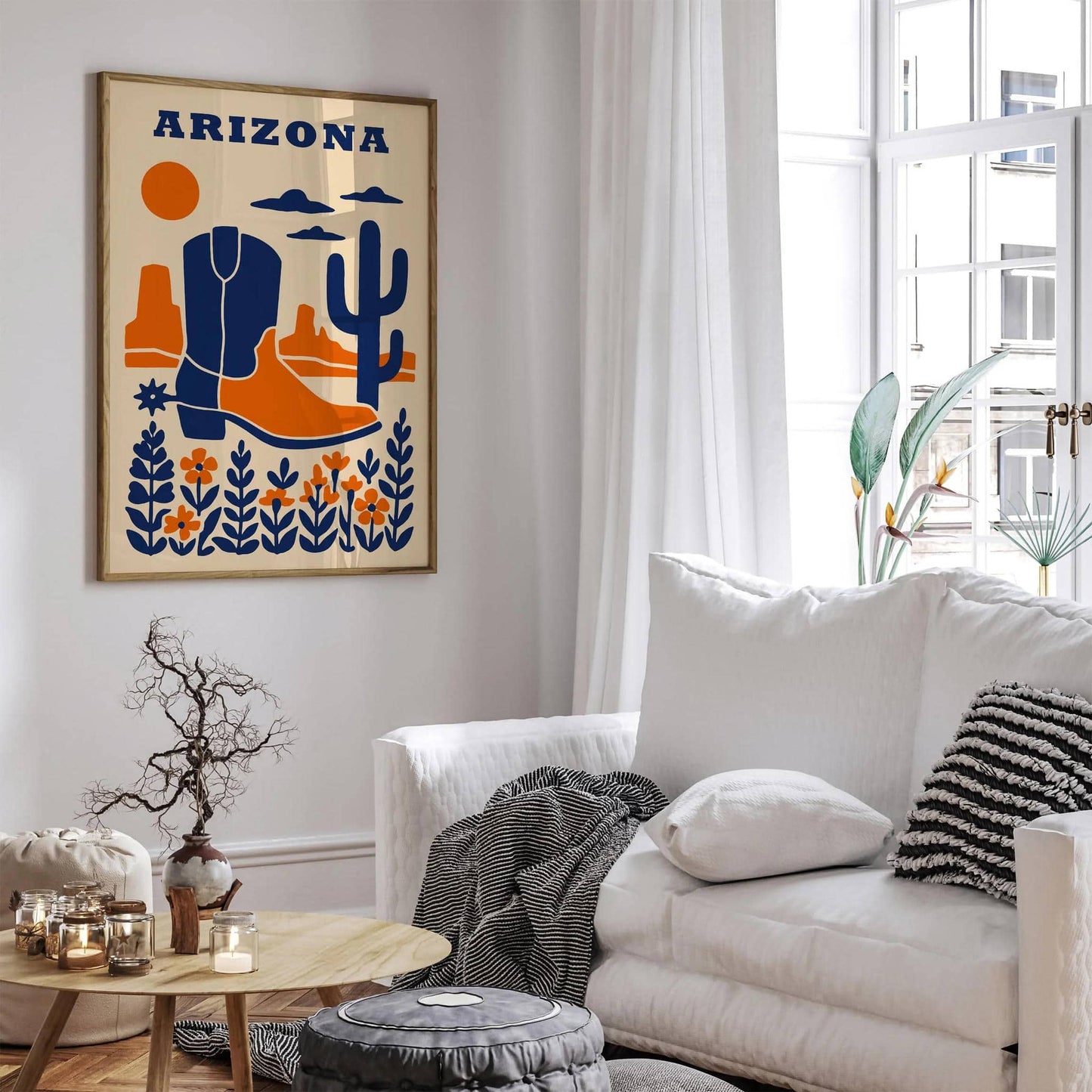 Arizona Texas Blue Orange Art Print