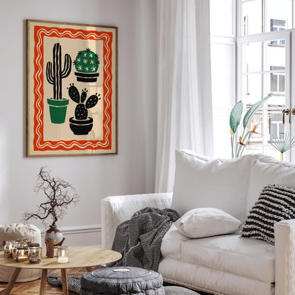 Cacti Plants Poster - Retro Floral Print