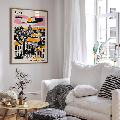 Rome Cityscape Poster - Italy Travel Wall Art Print