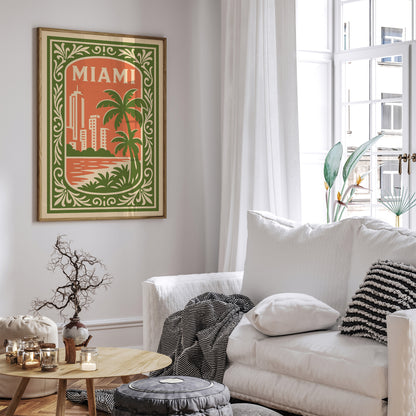 Miami Cityscape Travel Poster 2026