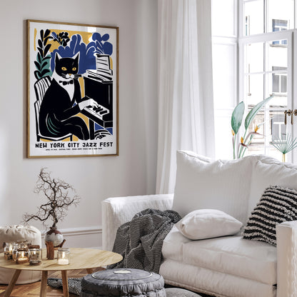 Elegant Cat Playing Jazz Poster