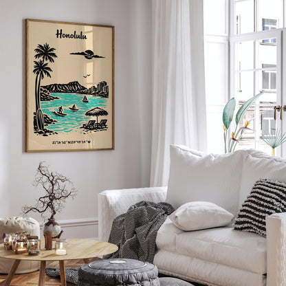 Honolulu Hawaii Poster – Tropical Landscape Wall Art
