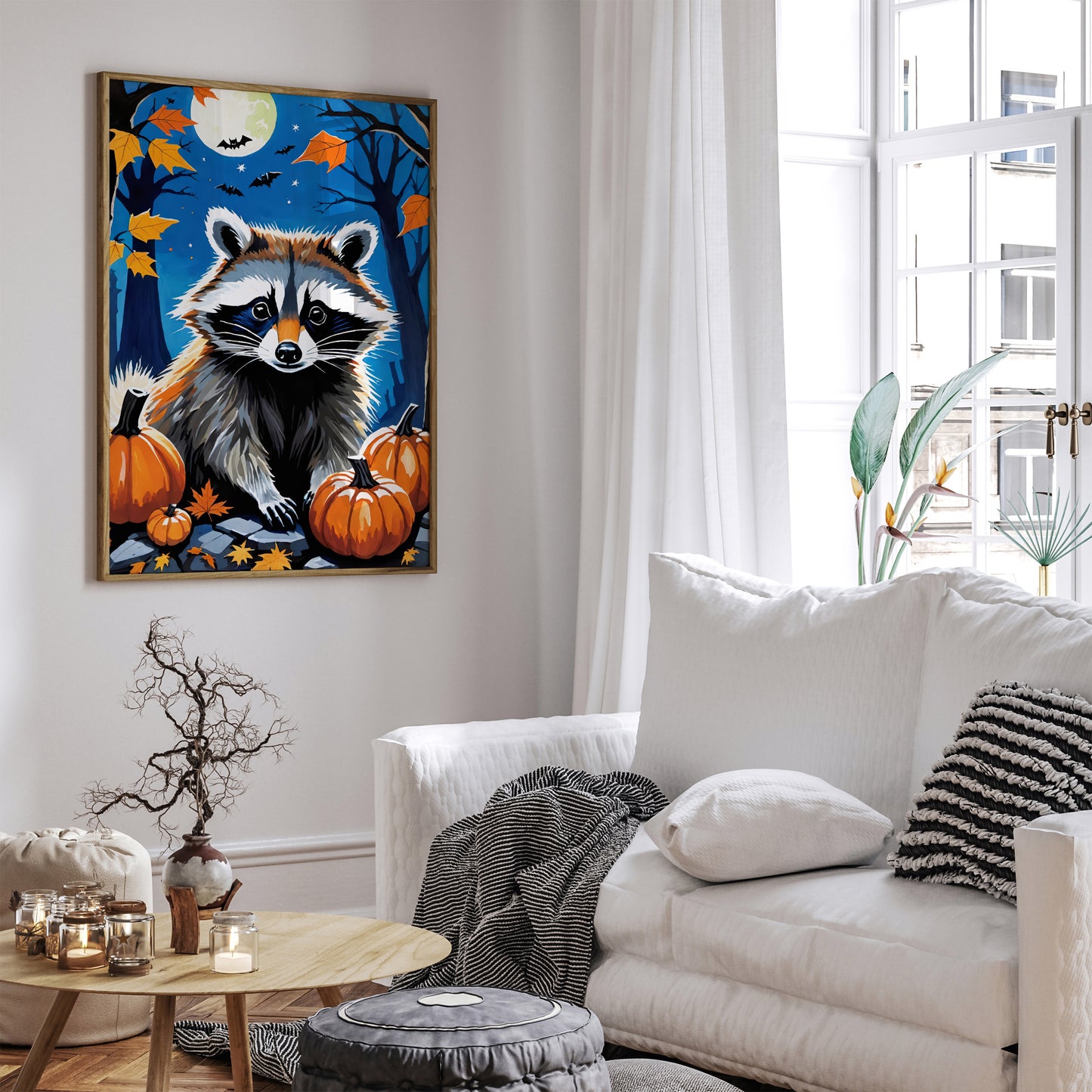 Racoon with Pumpkins Hallowen Wall Art