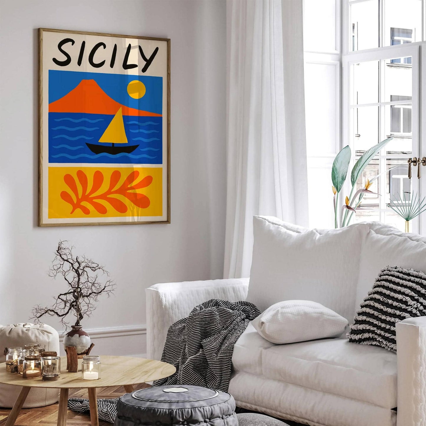Sicily Mid Century Modern Travel Poster