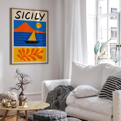 Sicily Mid Century Modern Travel Poster