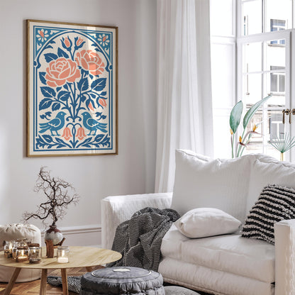 Roses & Birds Wall Art Print