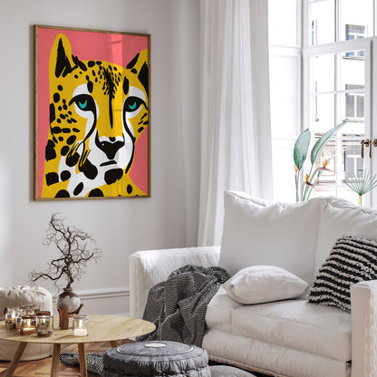 Moody Cheetah in Yellow Art Print