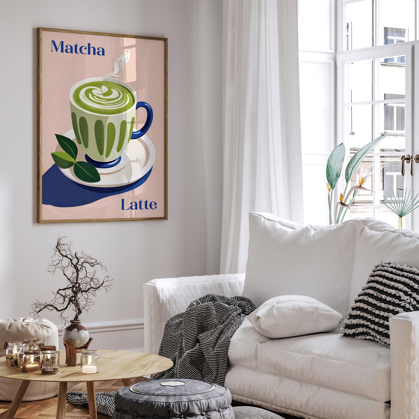 Matcha Latte Drink Kitchen Wall Art