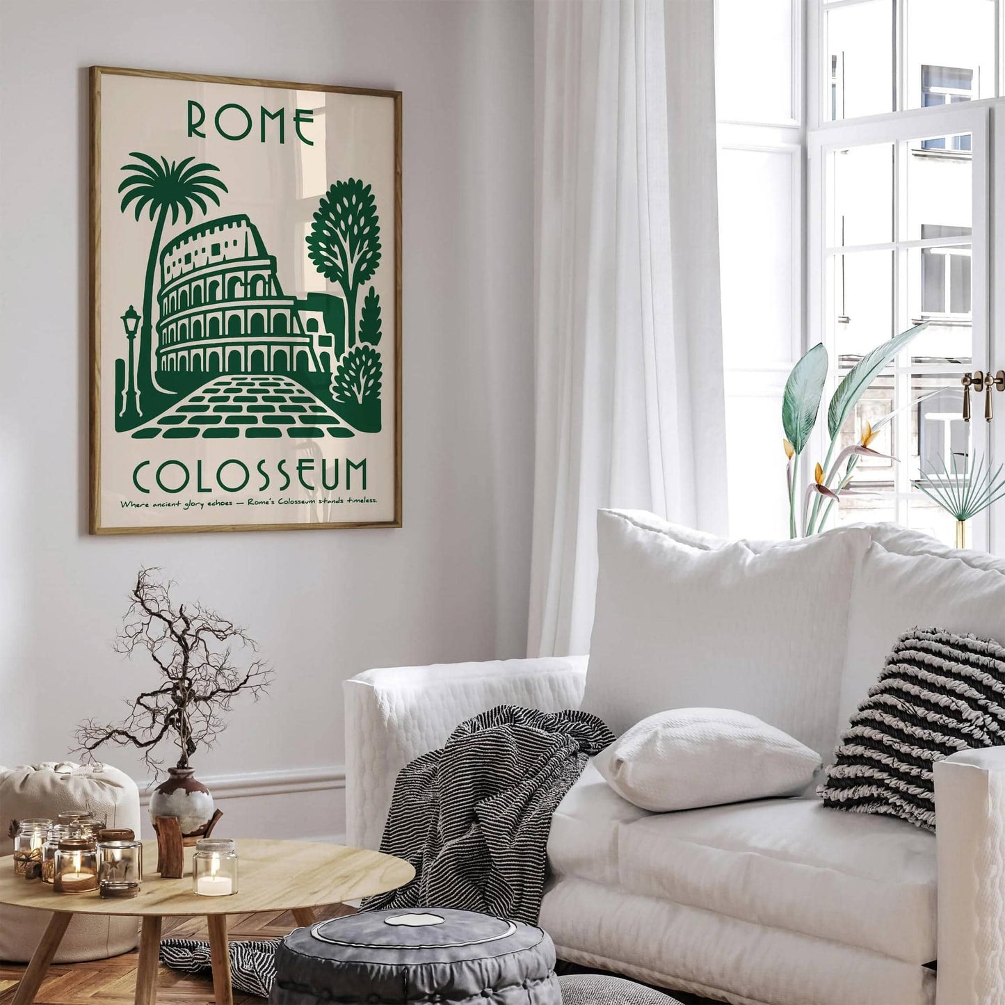 Rome Italy Colosseum Travel Green Poster