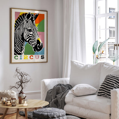 Retro Circus Zebra Colorful Poster