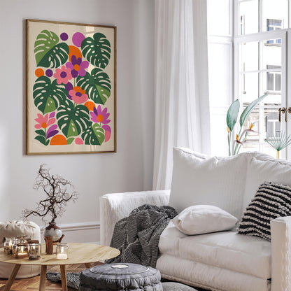 Colorful Jungle Monstera Poster – Tropical Botanical Wall Art Print