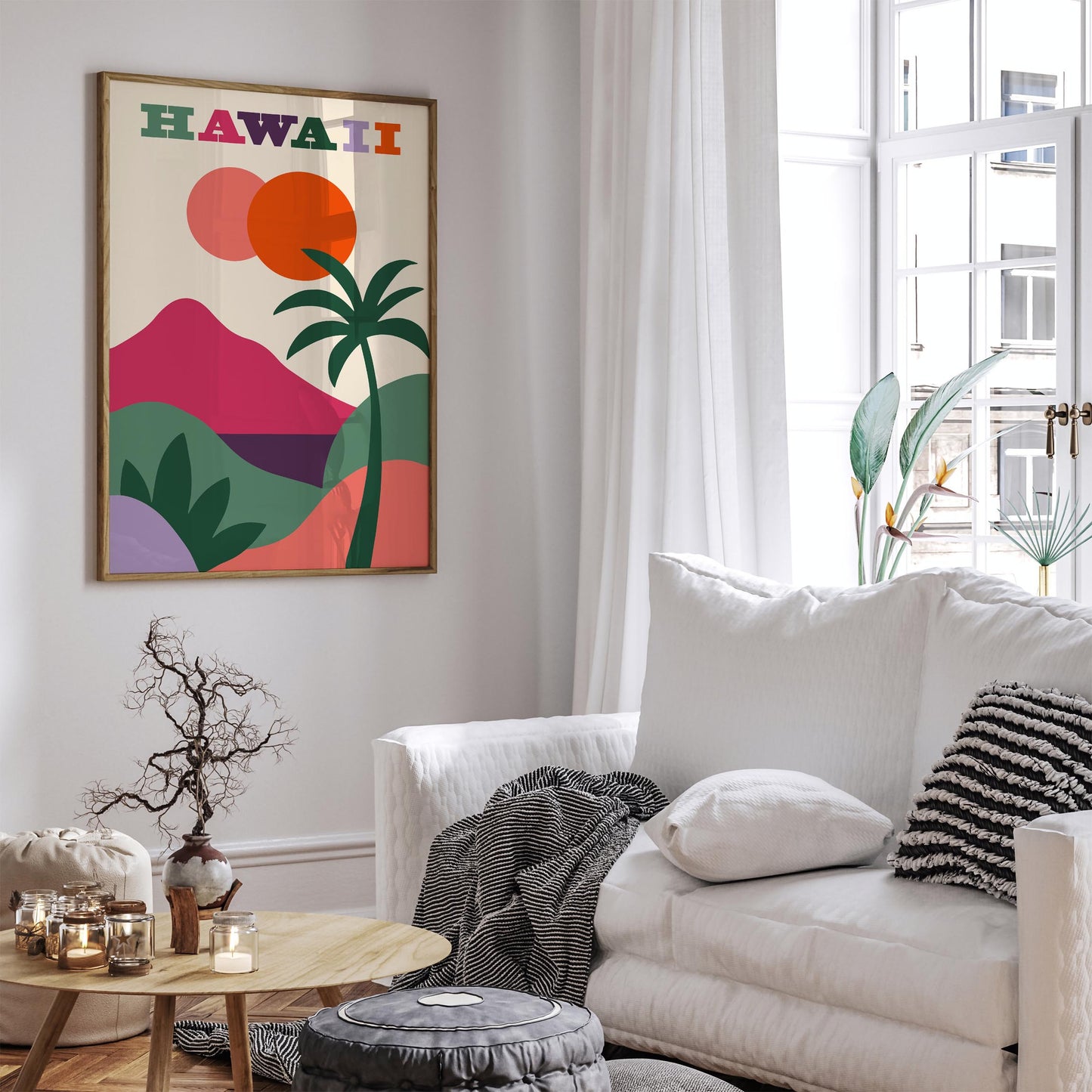 Hawaii Travel Poster - Colorful Abstract Landscape Print