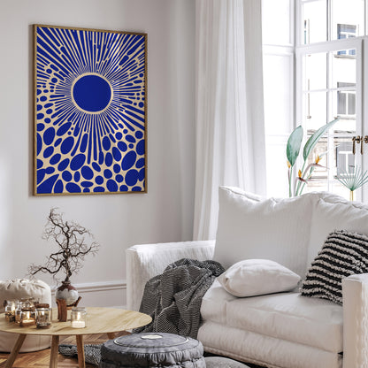 Cobalt Blue Abstract Sun Print