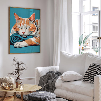 Sleepy Cat Cute Nursery Art Print