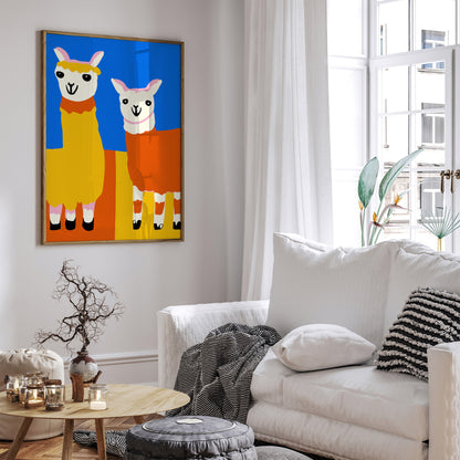 Funny Cute Llamas Kids Room Decor Art