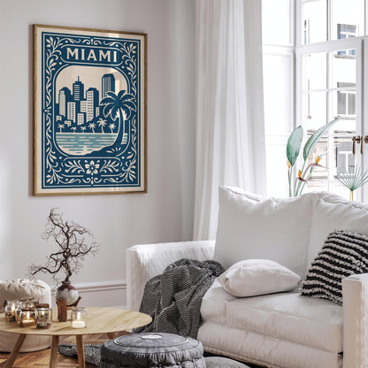 Mami Cityscape Art Print - Blue Landscape Poster