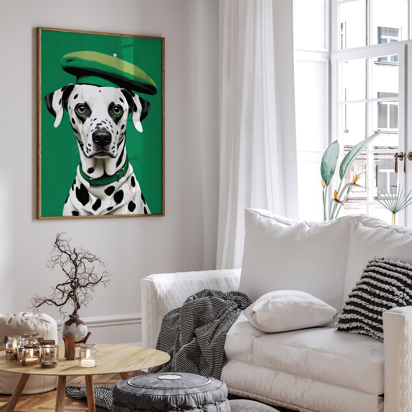 French Dalmatian Dog Green Poster