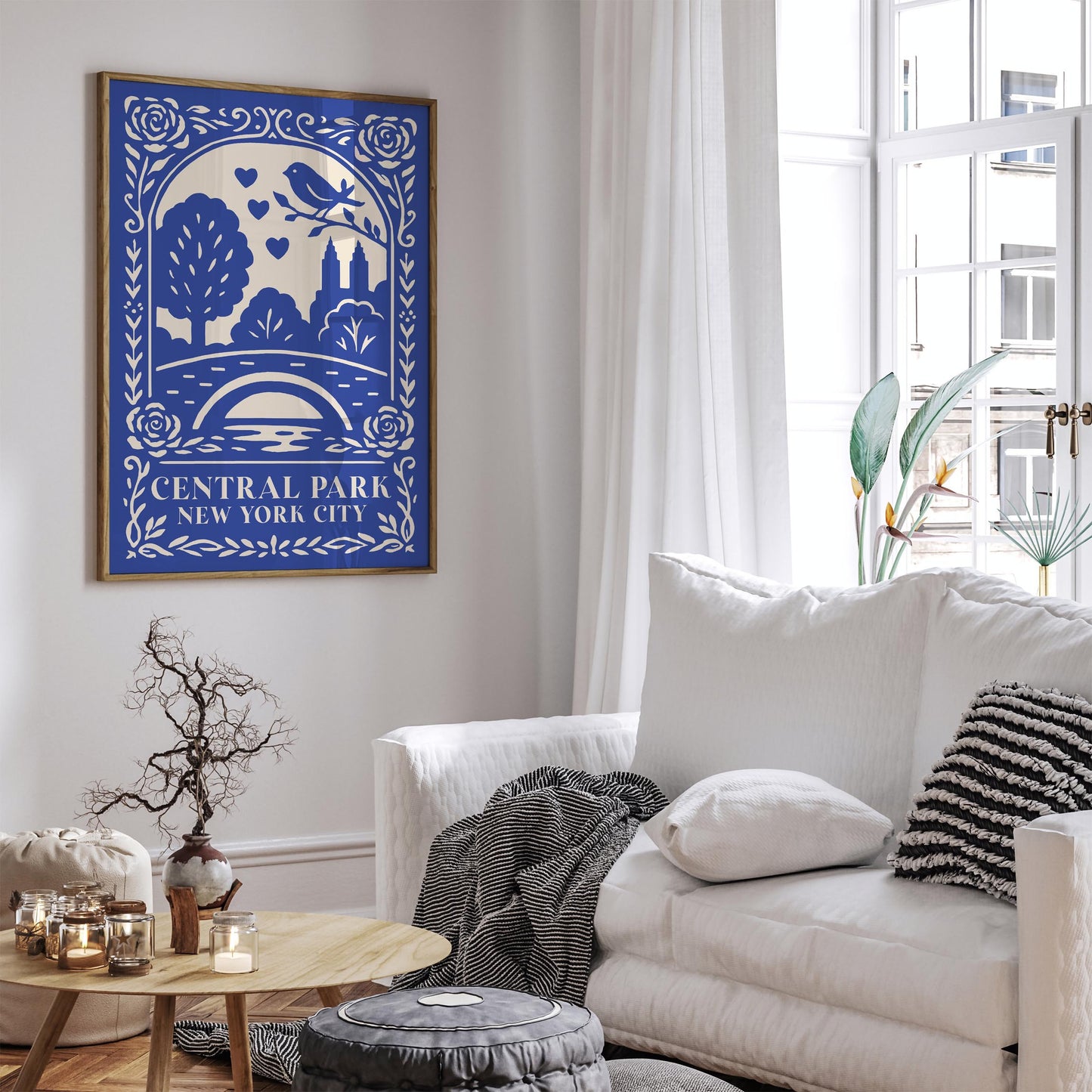 Central Park New York City Poster - Blue Cityscape Wall Art Print