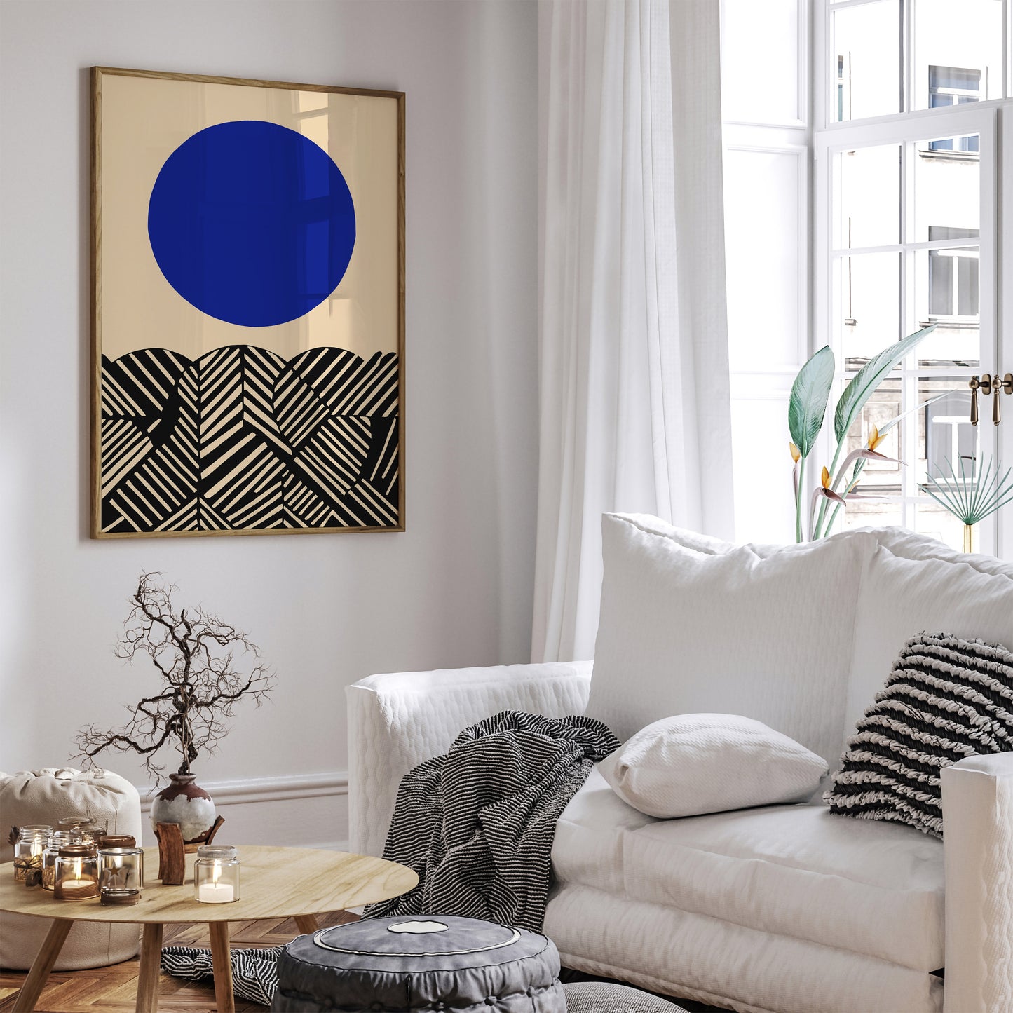 Blue Circle Home Office Wall Art Decor