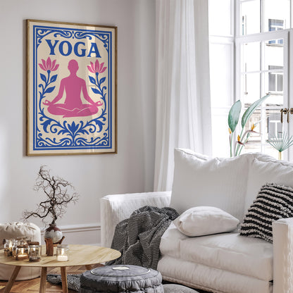 Pink and Blue Yoga Poster