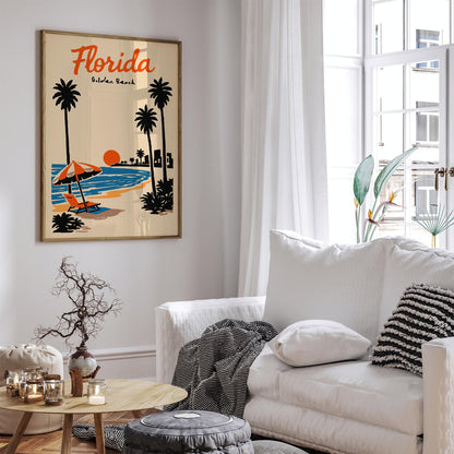 Florida Golden Beach Travel Poster