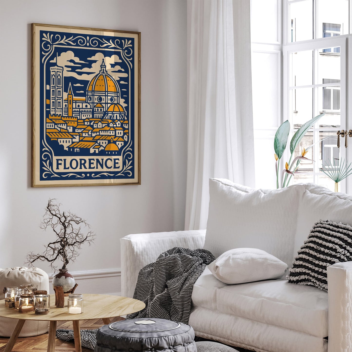 Florence Cityscape Art Print in Rococo Style