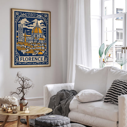 Florence Cityscape Art Print in Rococo Style