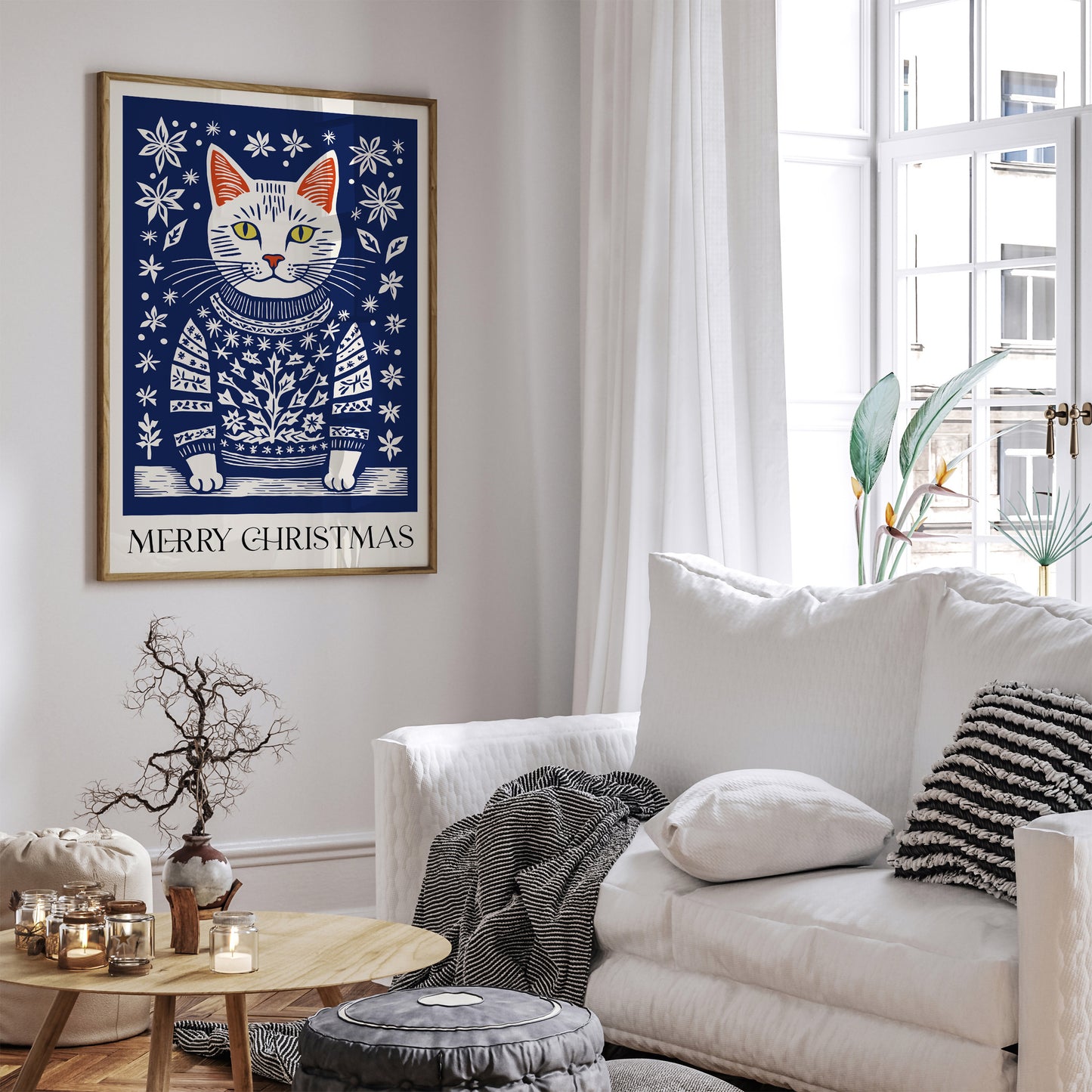 Cat in Christmas Sweater Poster