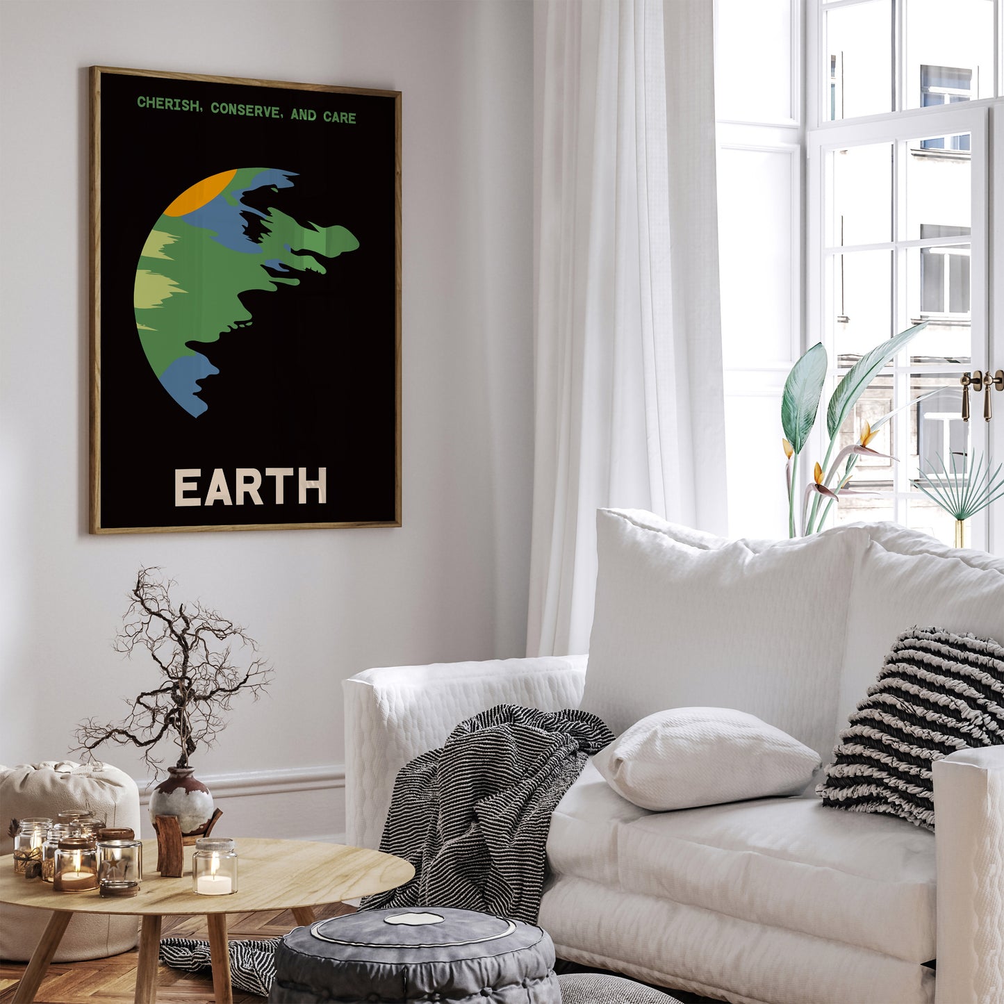 Minimal Planet Earth Poster - Space Nerd Gift