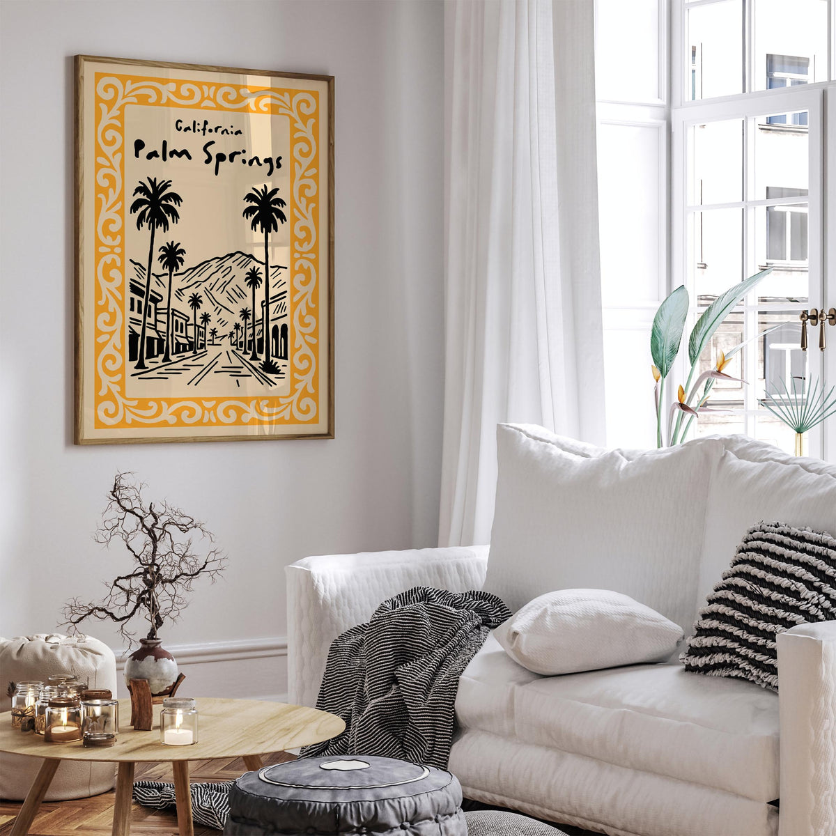 Palm Springs California Cityscape Travel Poster