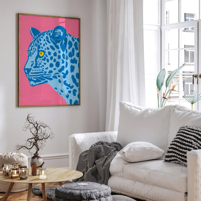 Blue Panther Artistic Wall Art Print