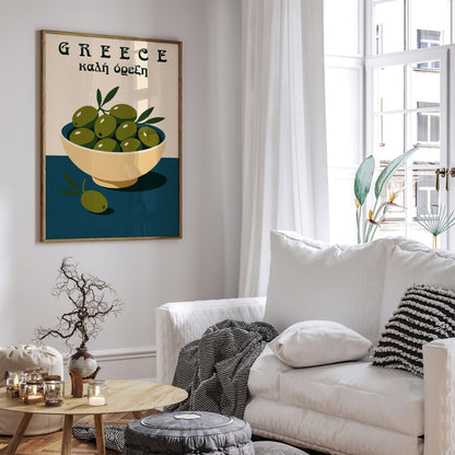 Greece Kali Orexi Poster - Bowl of Olives Print