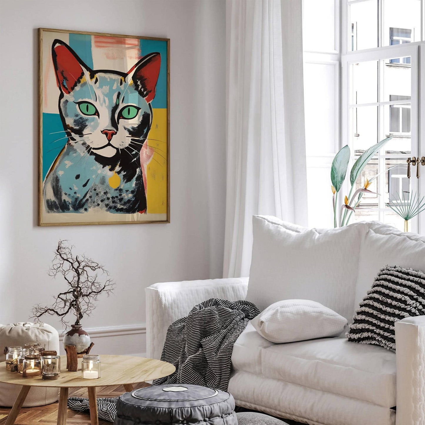 Retro Cat Mixed Media Art Poster - HypeSheriff