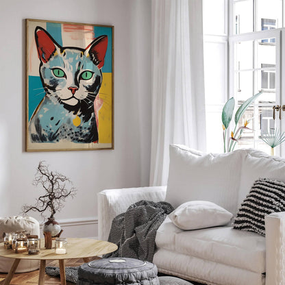 Retro Cat Mixed Media Art Poster - HypeSheriff