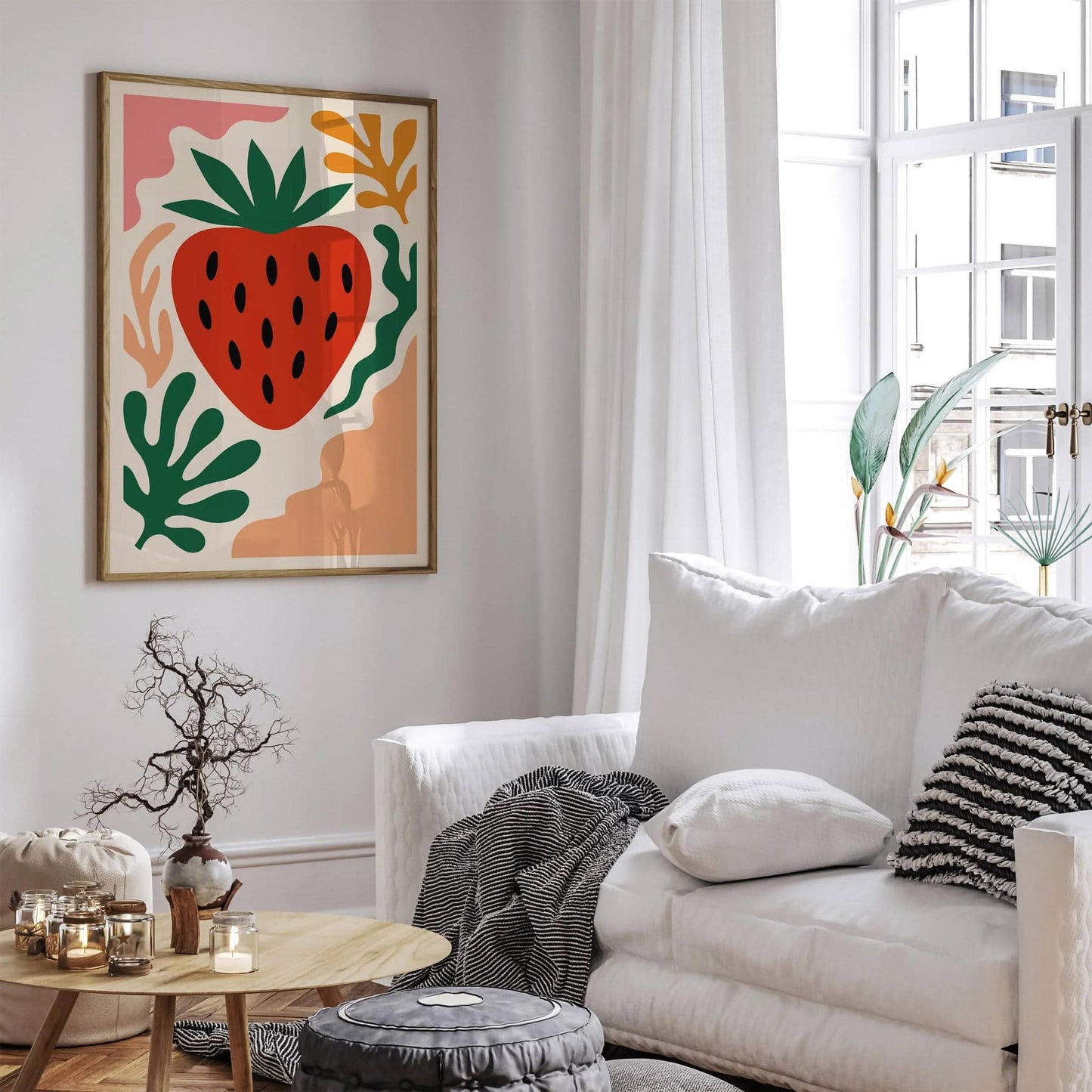 Bohemian Retro Strawberry Poster