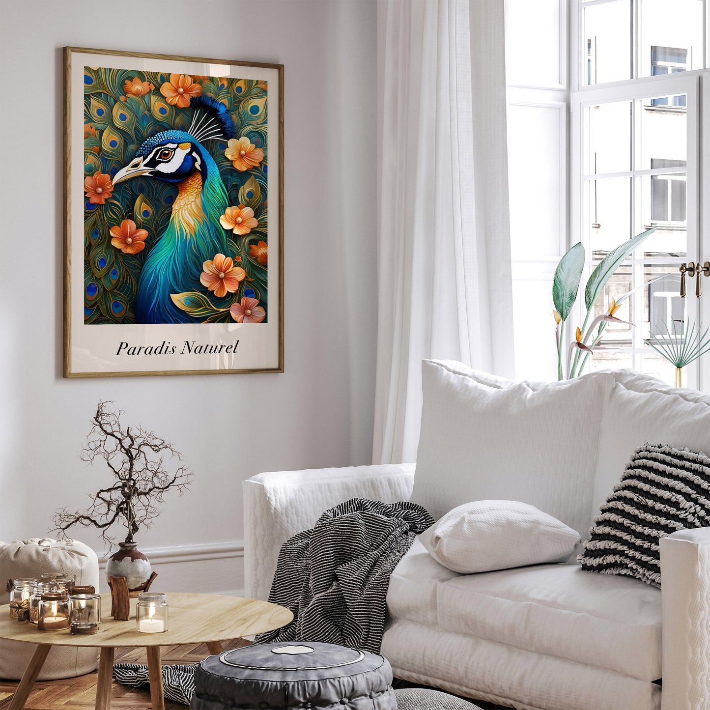 Paradis Naturel Peacock Floral Poster