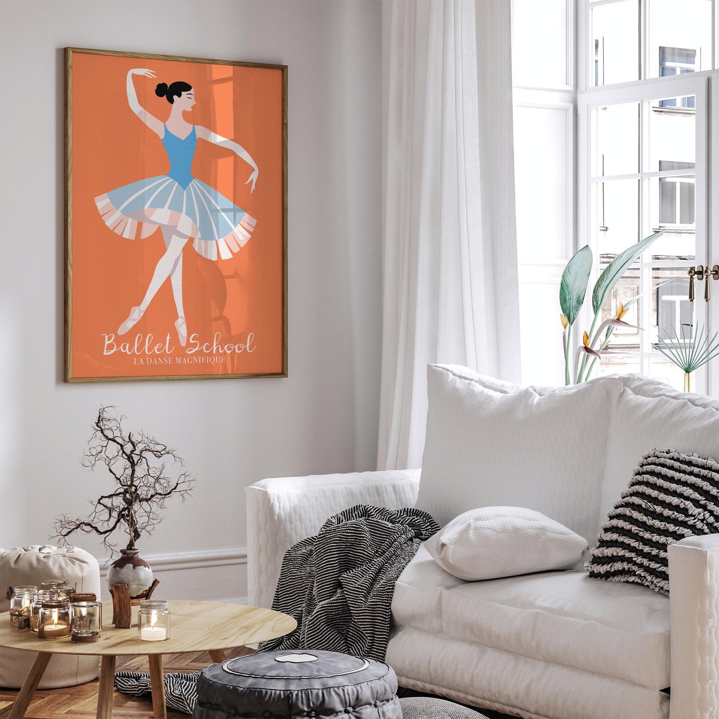 Aesthetic Ballet School Poster - Elegant Ballerina Wall Art Illustration