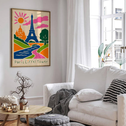 Paris Eiffel Tower Poster - Colorful Cute Wall Art