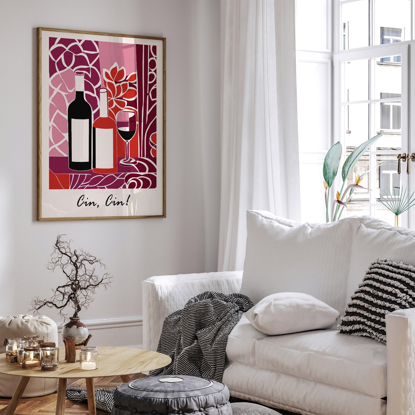 Cin Cin Wine Retro Art Print