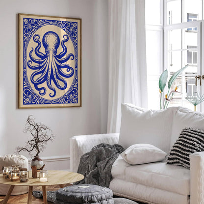 Rococo Revival Blue Octopus Wall Art