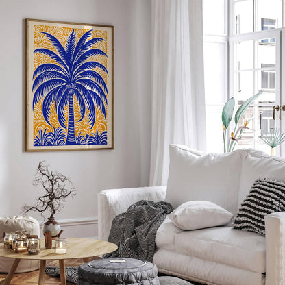 Blue Big Palm Tree Wall Art Decor
