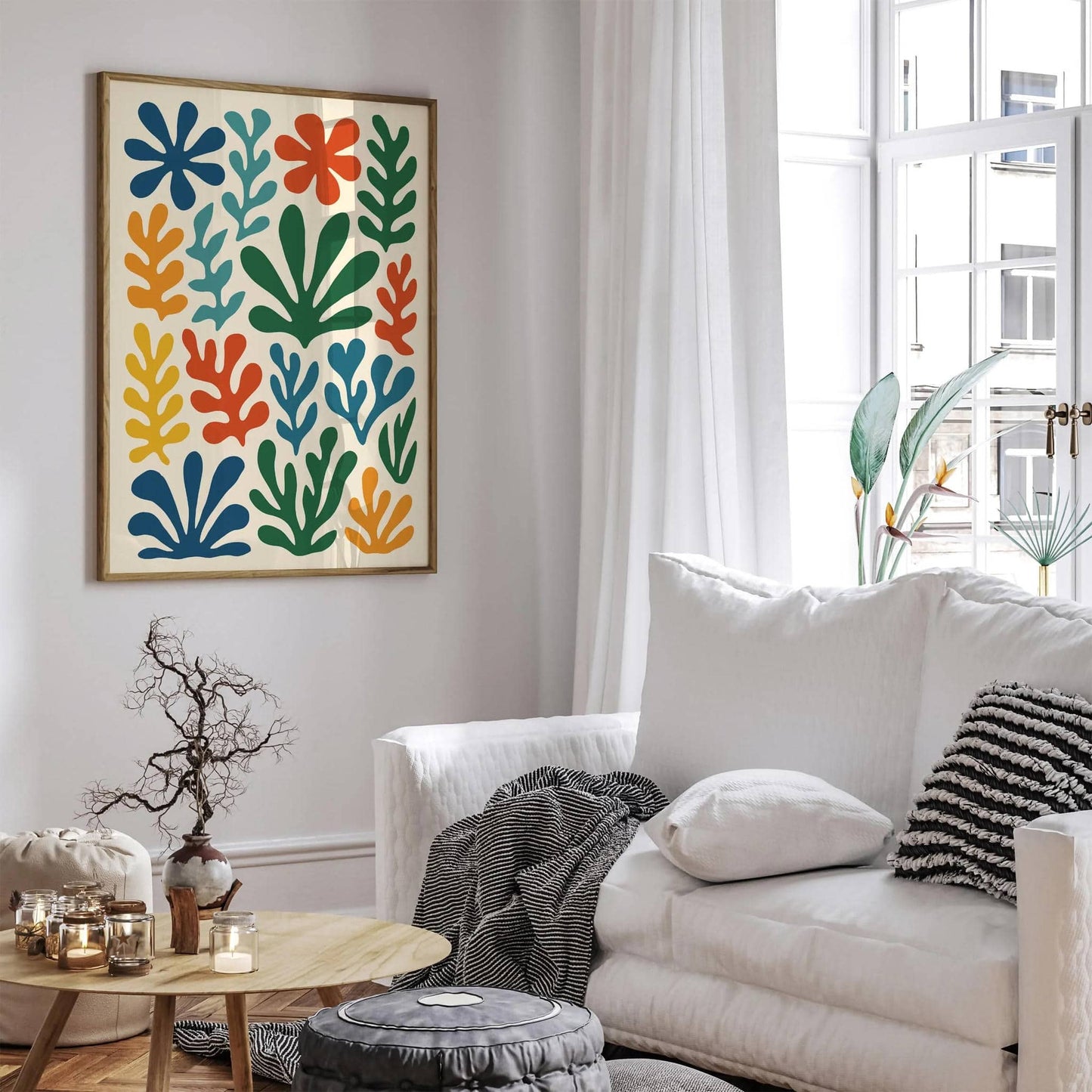 Retro Cut Outs Colorful Leaves Print