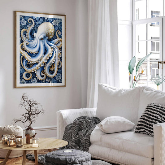 Blue Octopus Nautical Wall Art - HypeSheriff