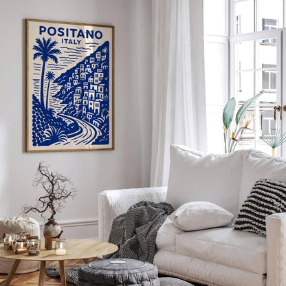 Positano Italy Travel Blue Poster